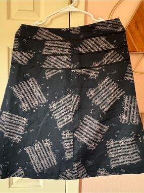 Navy Music Sheet Print A-Line Skirt